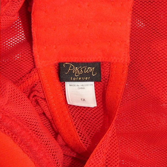 Passion Forever Red Lace Mesh Babydoll Plus Size 1X | Romantic Flirty Lingerie - Picture 7 of 10